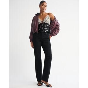 Abercrombie Curve Love High Rise 90s Relaxed Jean - 27 Long - No Fade Black